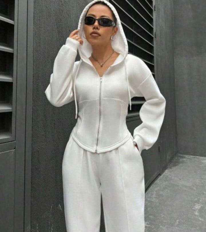 Alessia | Completo Zip-Up con Cappuccio e Pantaloni Eleganti