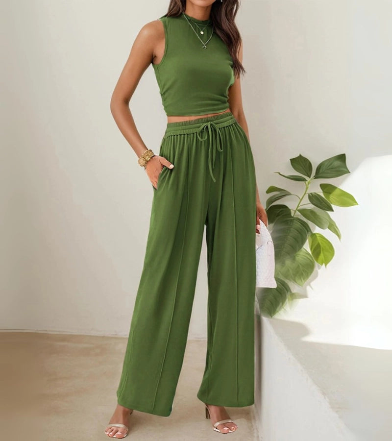 Gloria | Top Aderente & Pantaloni Larghi