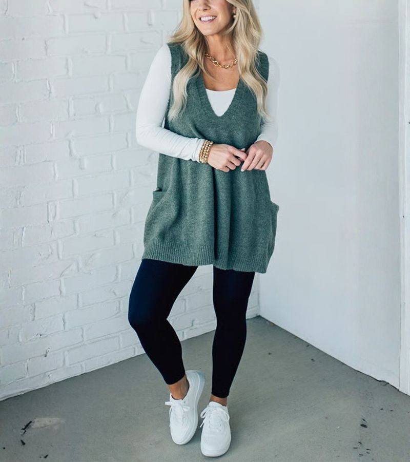 Ola | Gilet in Maglia Con Scollo a V