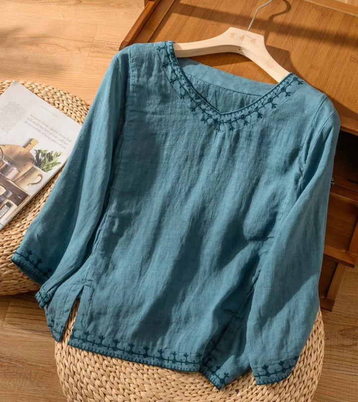 Erika | Blusa in Puro Cotone Ricamato