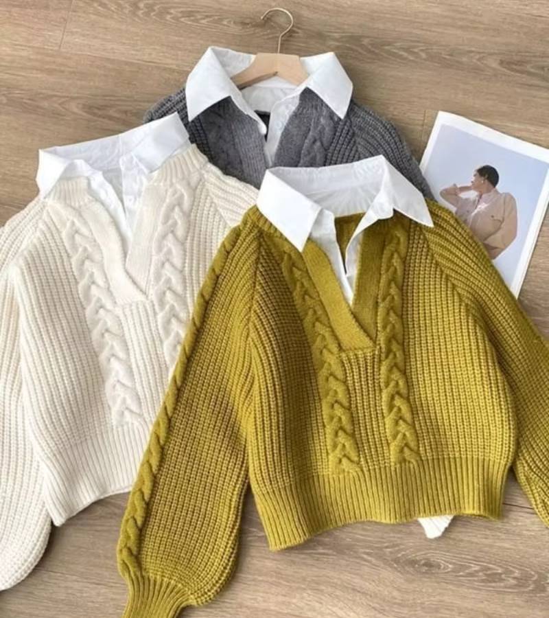 Charles | Maglione in Maglia con Colletto Camicia