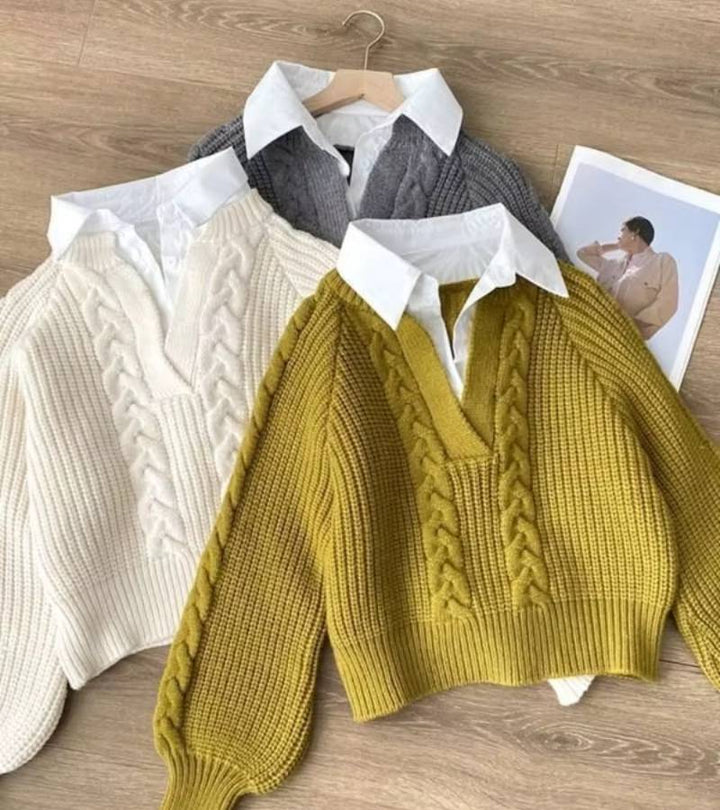 Charles | Maglione in Maglia con Colletto Camicia