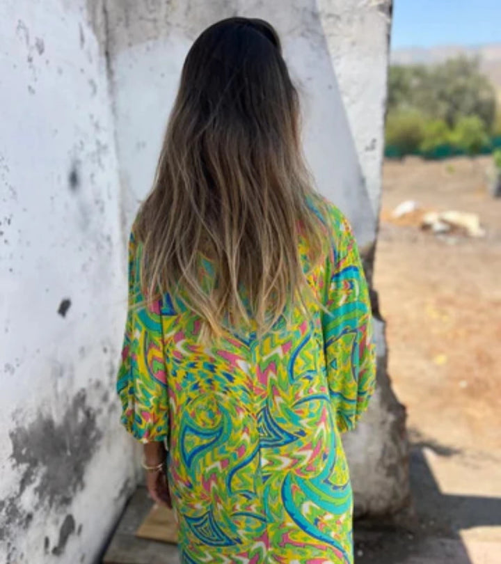 SAFARI | Abito Lungo con Stampa Animalier e Scollo a V