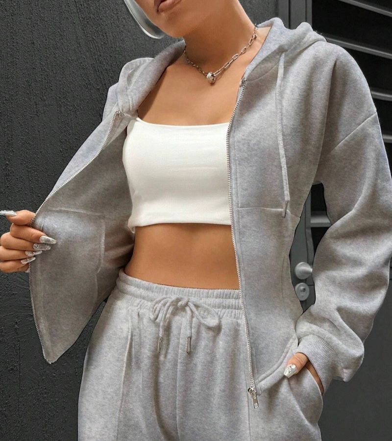 Alessia | Completo Zip-Up con Cappuccio e Pantaloni Eleganti