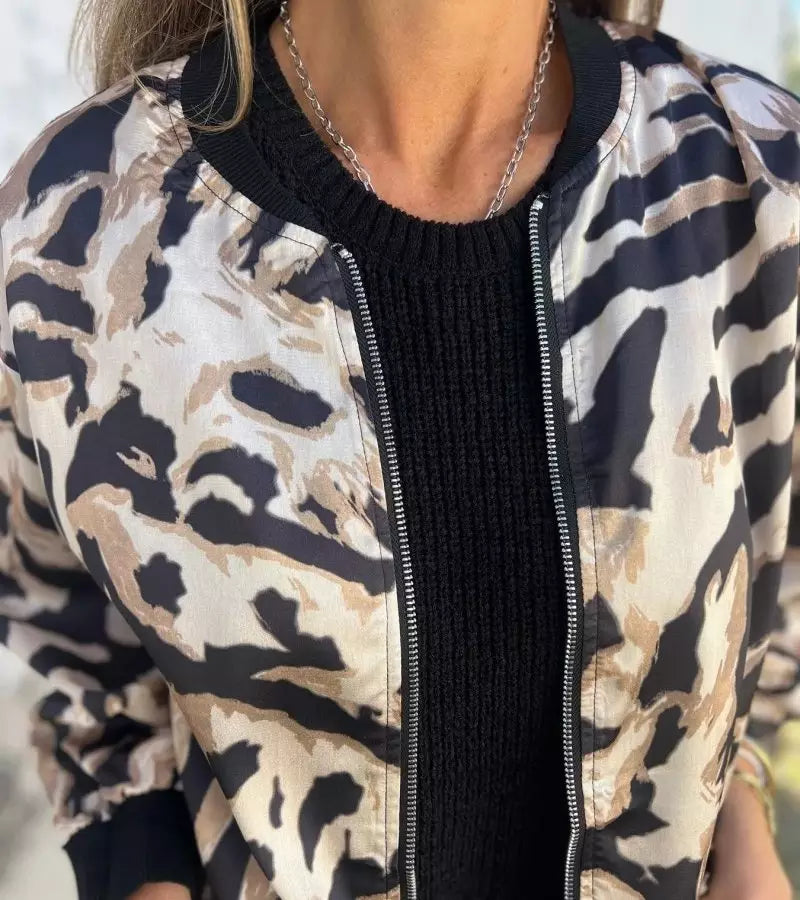 Raffaella | Giacca Zebrata Con Zip