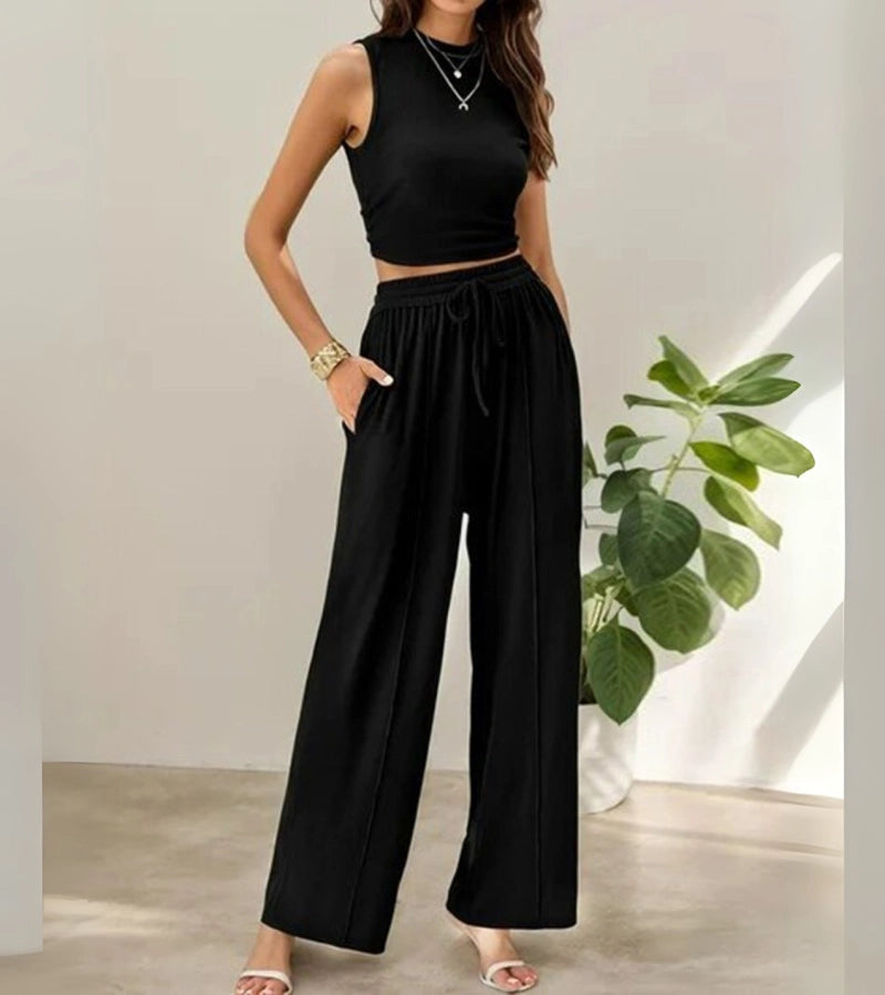 Gloria | Top Aderente & Pantaloni Larghi