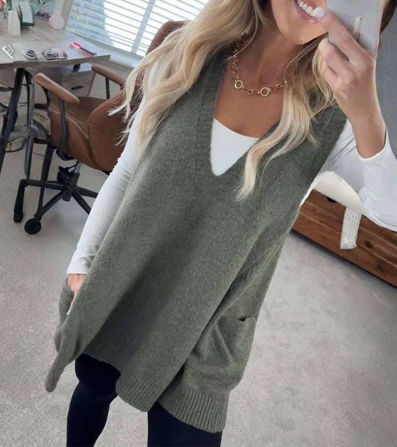 Ola | Gilet in Maglia Con Scollo a V