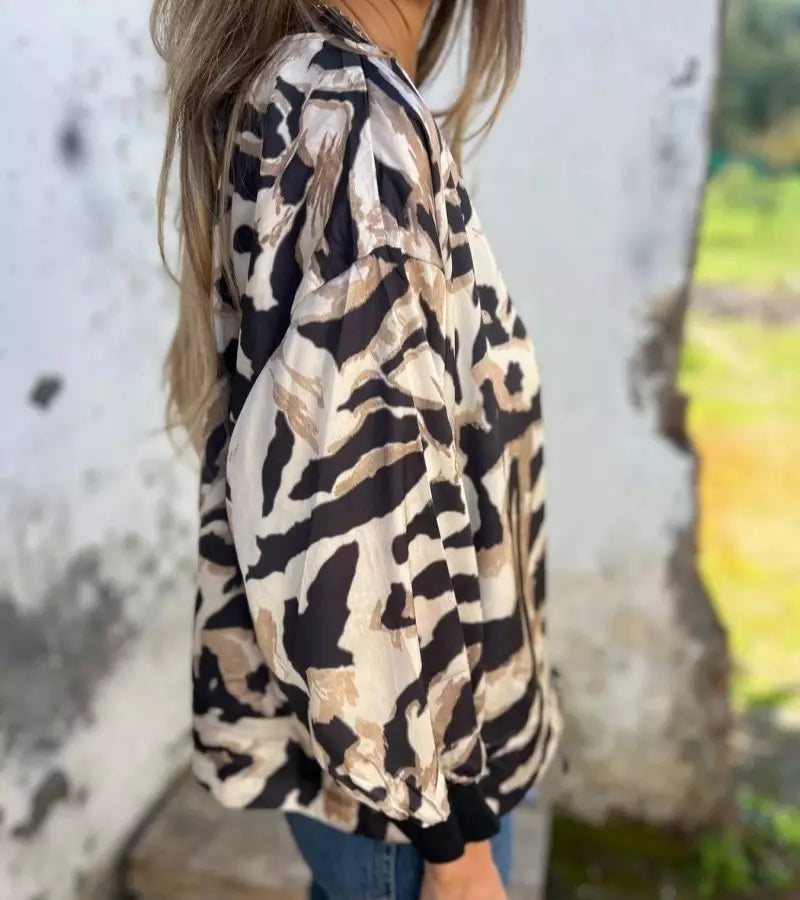 Raffaella | Giacca Zebrata Con Zip