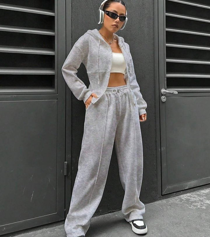 Alessia | Completo Zip-Up con Cappuccio e Pantaloni Eleganti