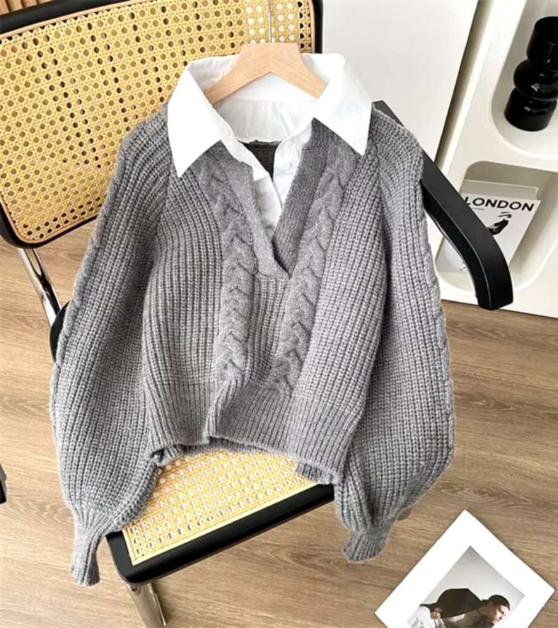 Charles | Maglione in Maglia con Colletto Camicia
