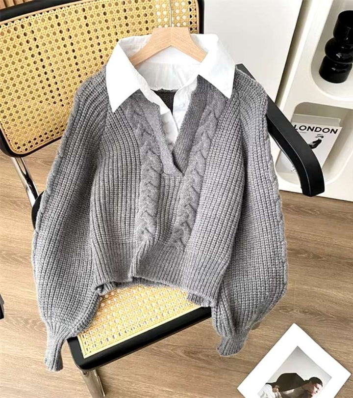Charles | Maglione in Maglia con Colletto Camicia