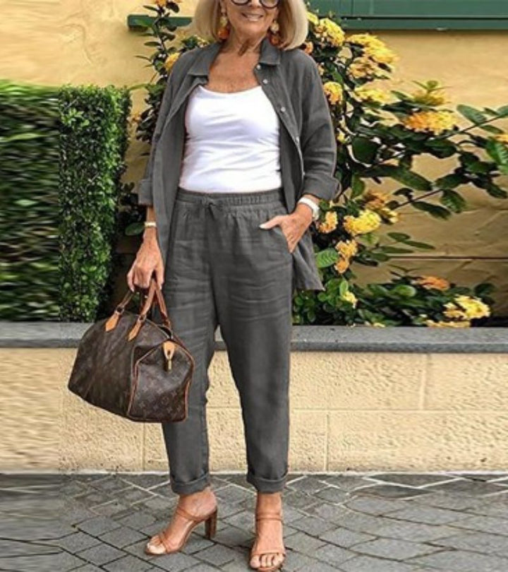 MARTINA | Completo camicia e pantaloni in lino-cotone