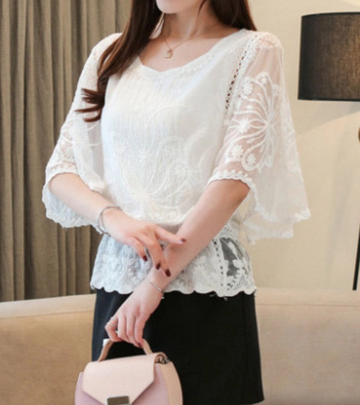 Butterfly | Blusa in pizzo ricamato