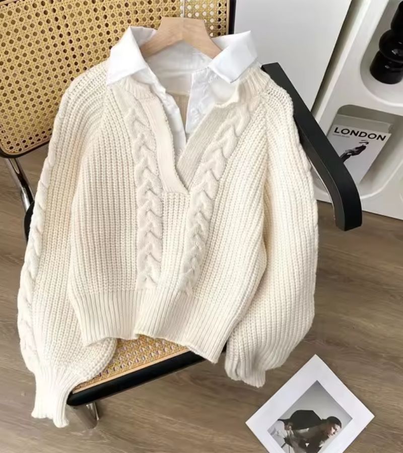 Charles | Maglione in Maglia con Colletto Camicia