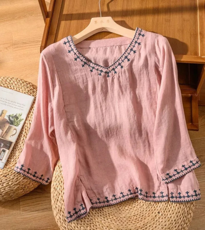 Erika | Blusa in Puro Cotone Ricamato