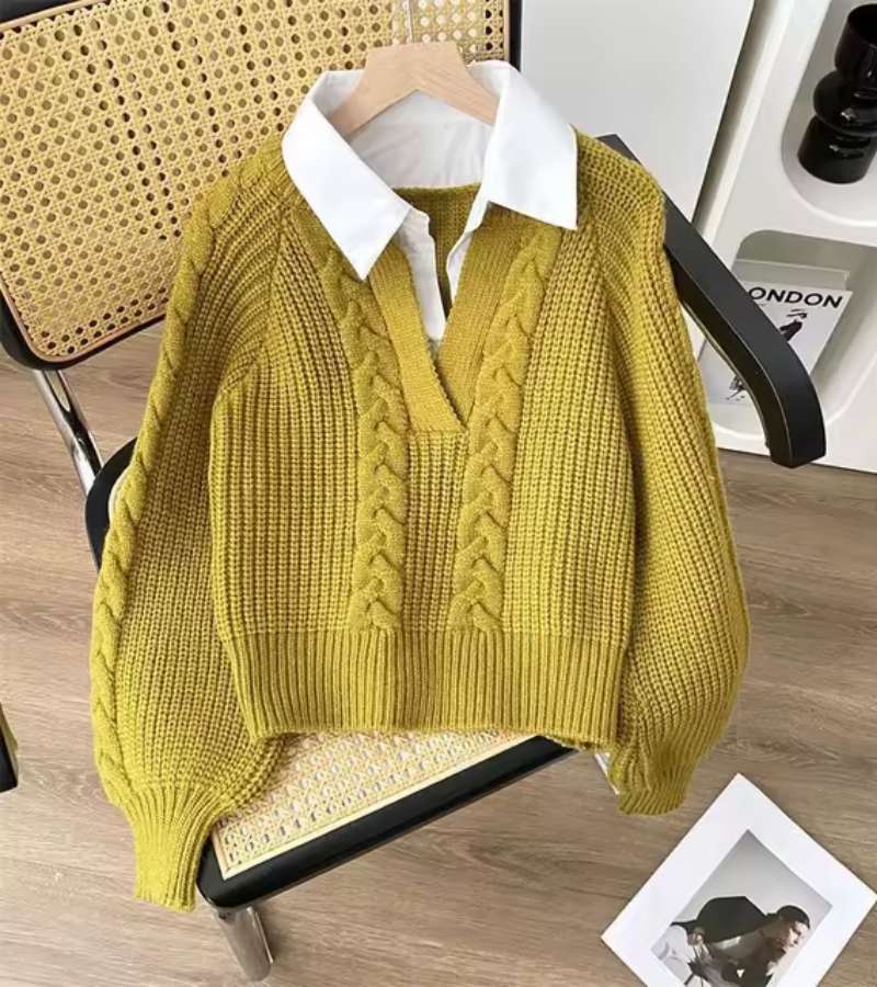Charles | Maglione in Maglia con Colletto Camicia