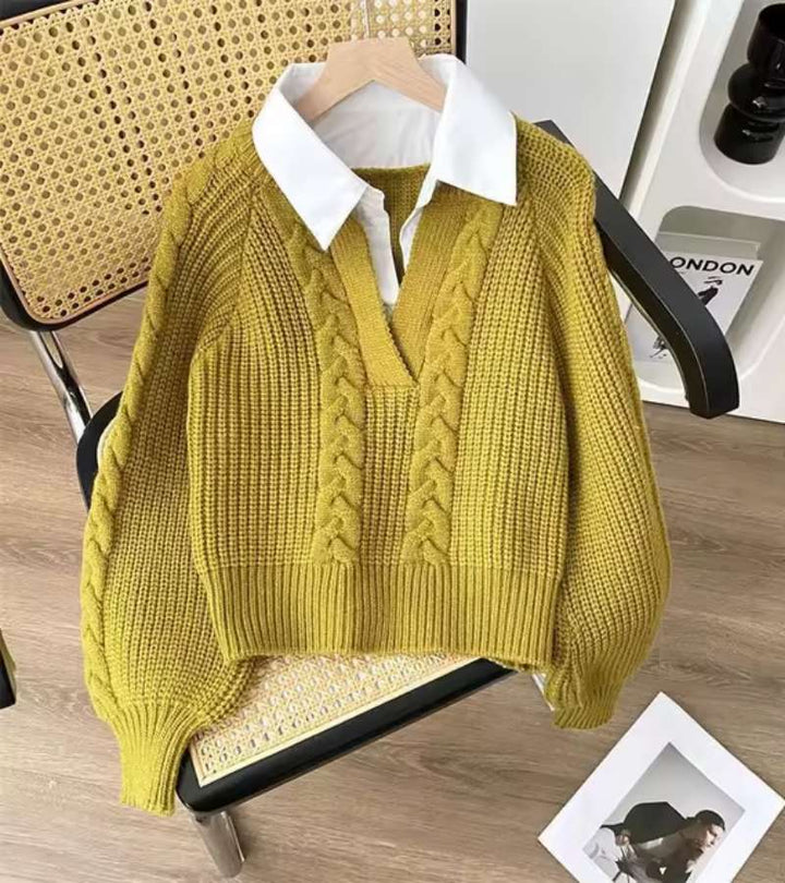 Charles | Maglione in Maglia con Colletto Camicia