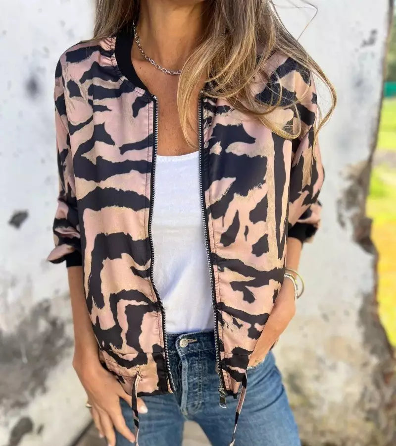 Raffaella | Giacca Zebrata Con Zip