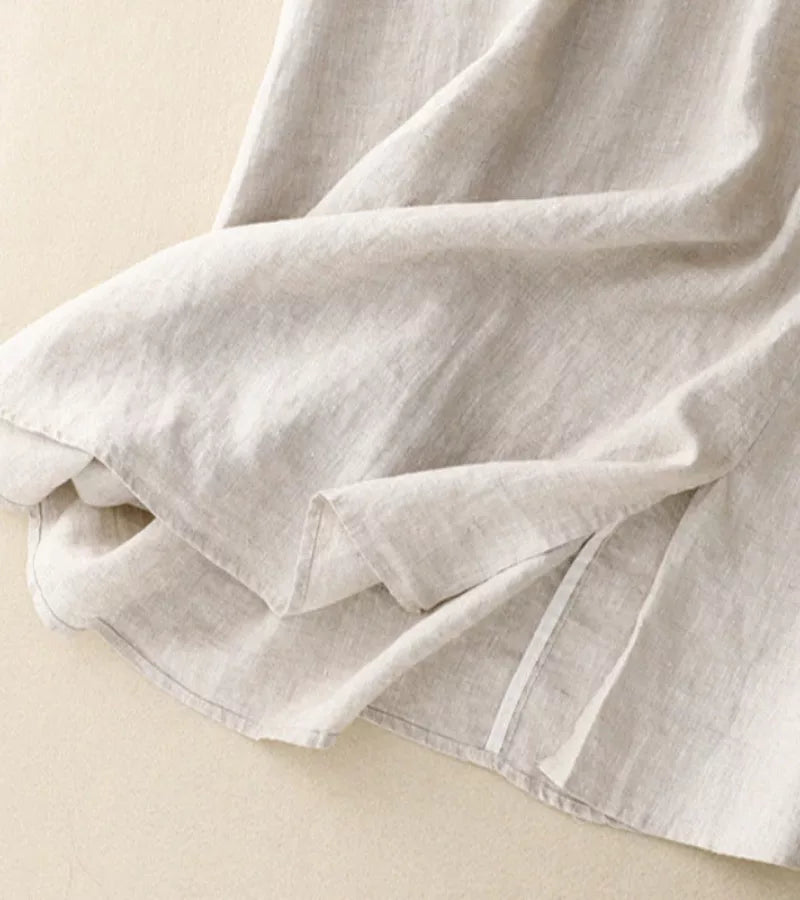 RICA | GONNA LUNGA IN LINO E COTONE CON DETTAGLI ARTIGIANALI