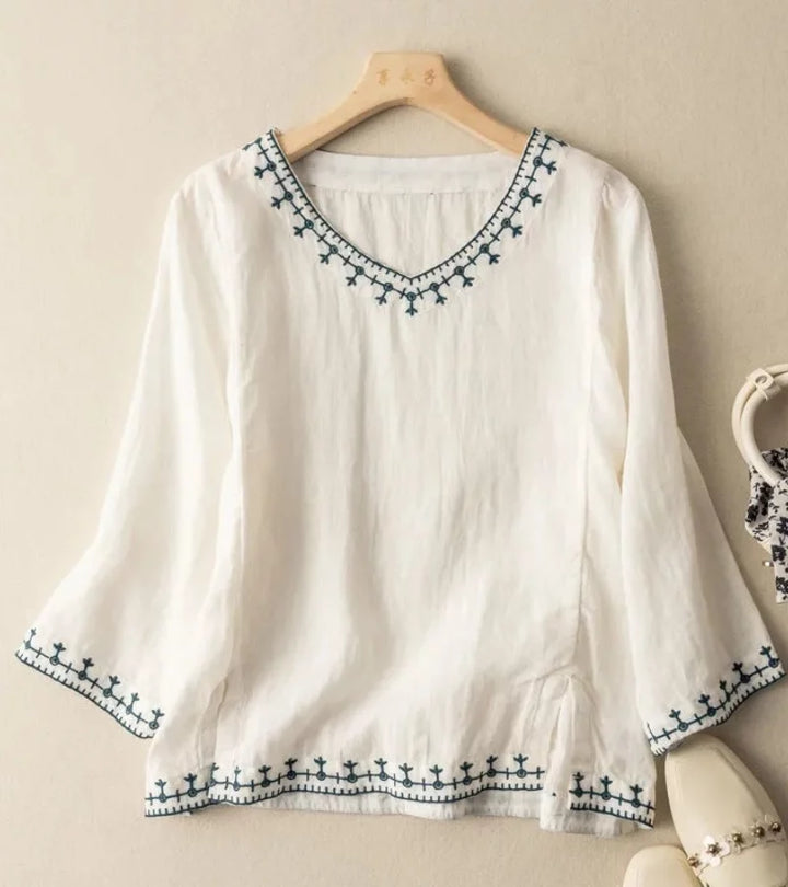 Erika | Blusa in Puro Cotone Ricamato