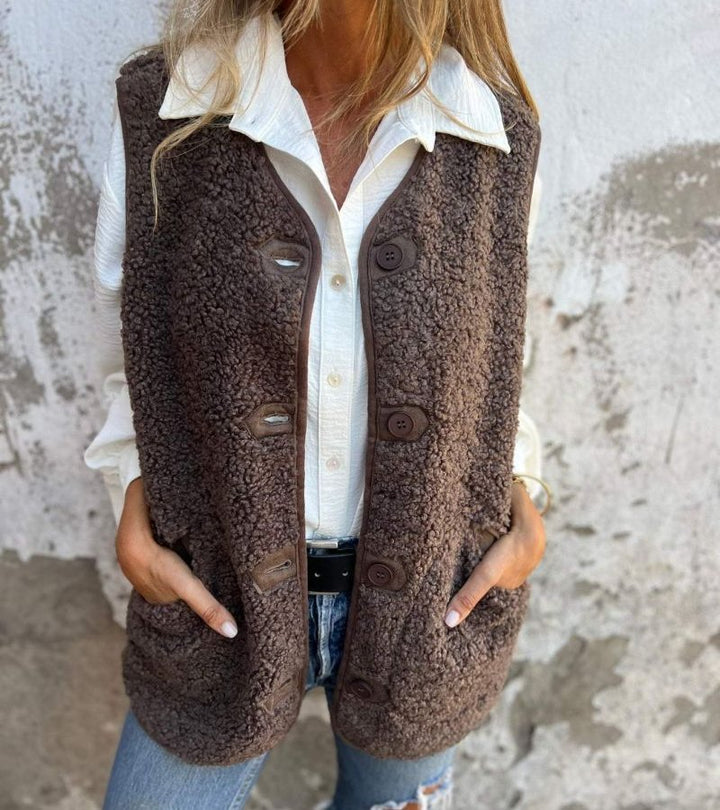 Malena | gilet in peluche morbido e caldo con bottoni