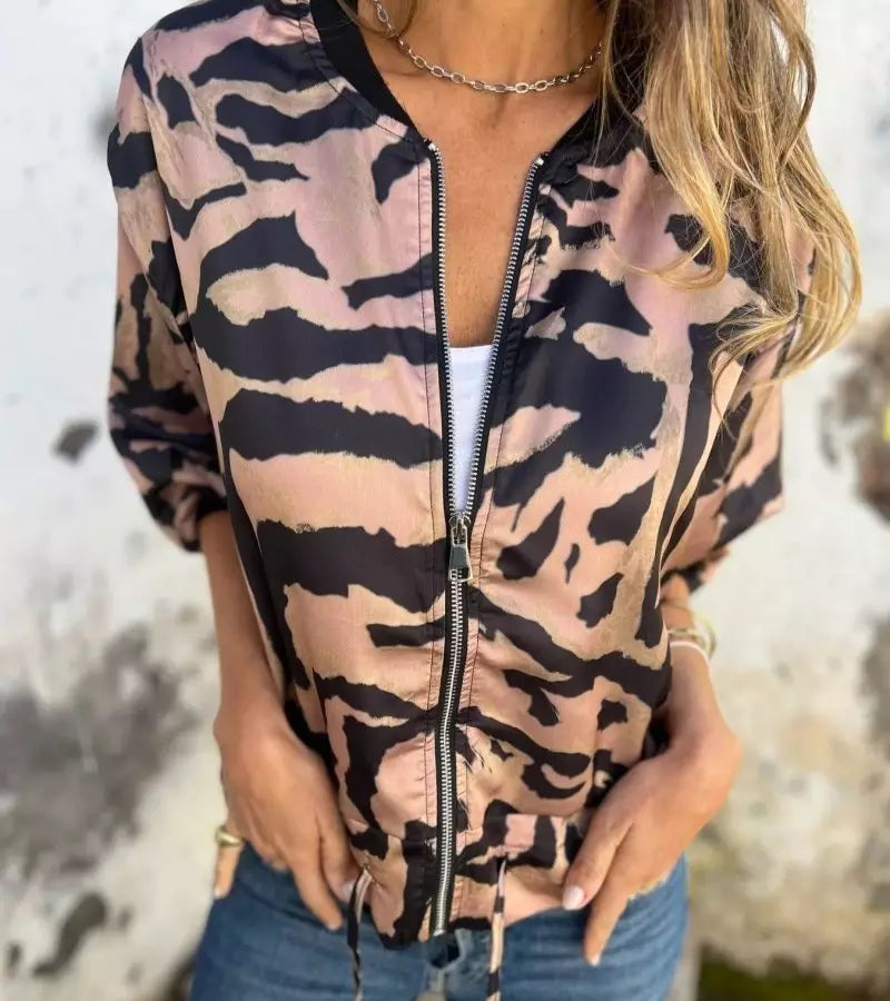 Raffaella | Giacca Zebrata Con Zip