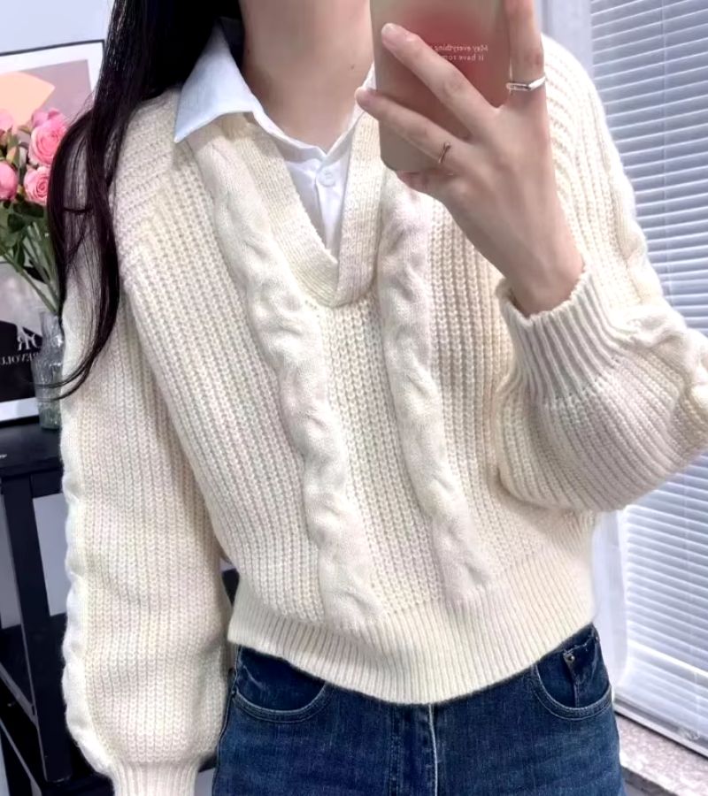 Charles | Maglione in Maglia con Colletto Camicia