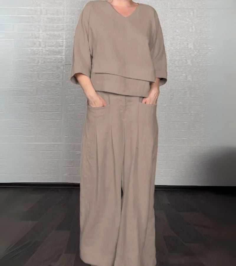 Sonja | Completo elegante da donna con top asimmetrico e pantaloni larghi