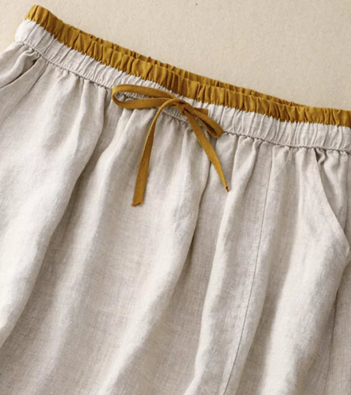 RICA | GONNA LUNGA IN LINO E COTONE CON DETTAGLI ARTIGIANALI