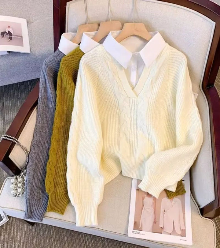 Charles | Maglione in Maglia con Colletto Camicia