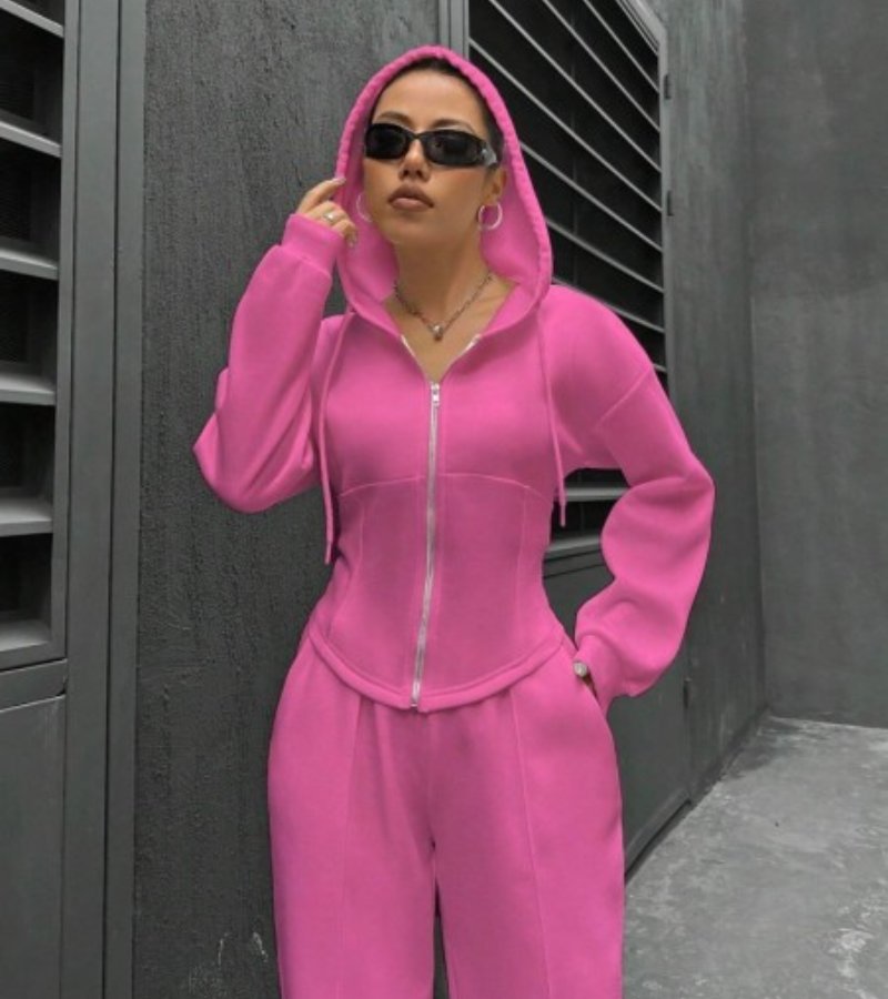 Alessia | Completo Zip-Up con Cappuccio e Pantaloni Eleganti