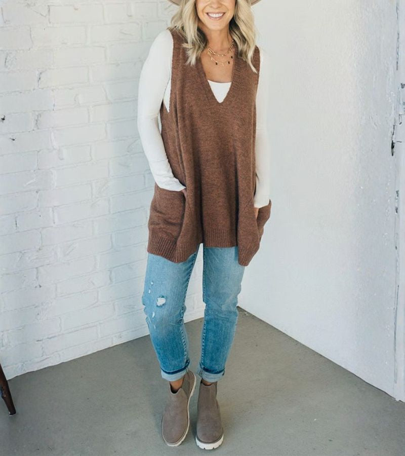 Ola | Gilet in Maglia Con Scollo a V