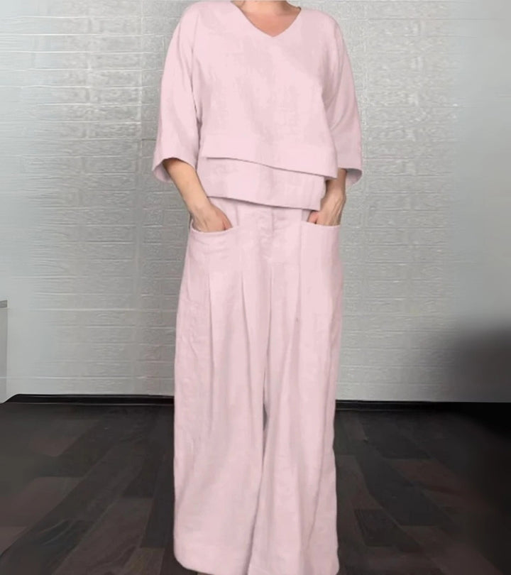 Sonja | Completo elegante da donna con top asimmetrico e pantaloni larghi