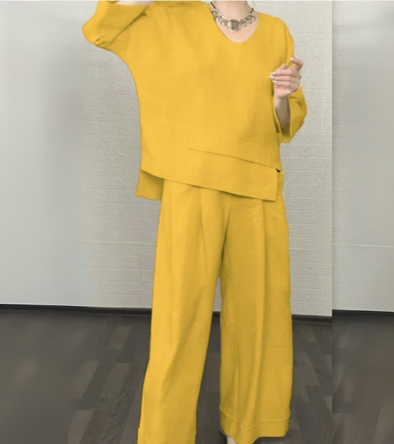 Sonja | Completo elegante da donna con top asimmetrico e pantaloni larghi