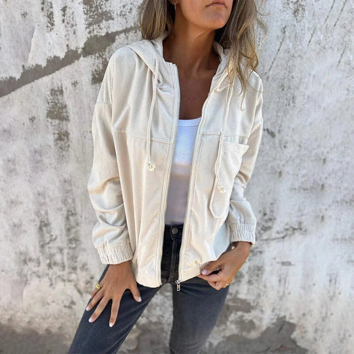 Lilia | Giacca con Cappuccio in Velluto a Coste