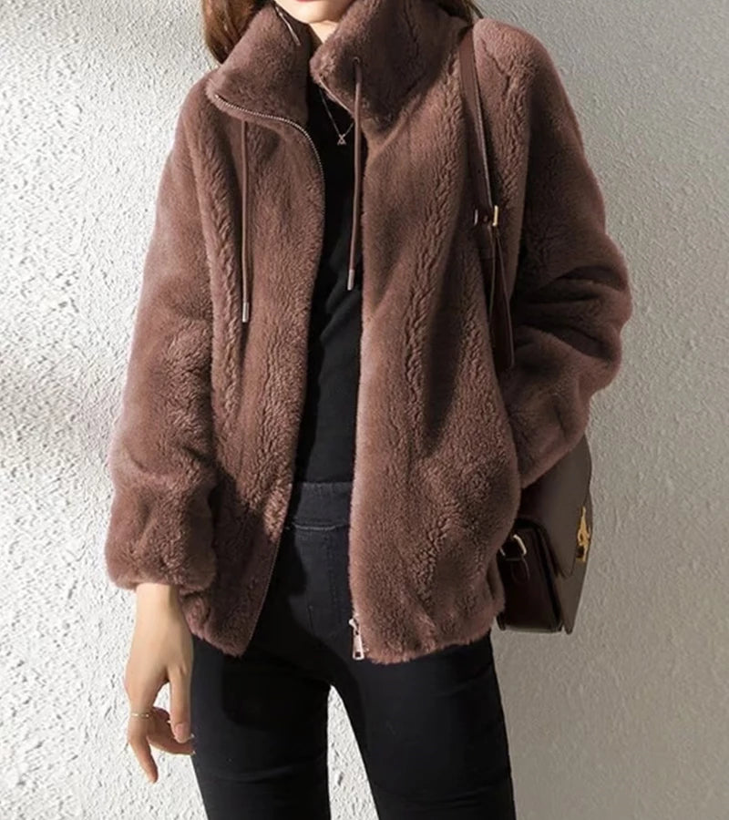 Marry | Giacca in pile morbido con collo alto