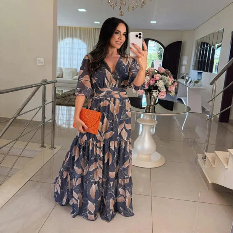 Camille | Abito lungo floreale con vestibilità comoda per giornate eleganti