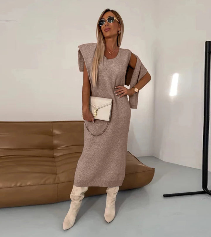 Camille | Completo Abito Midi e Maglione a Collo Alto