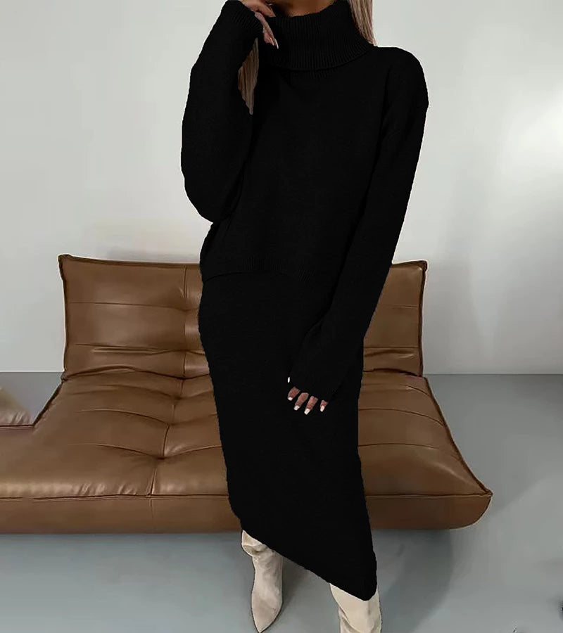 Camille | Completo Abito Midi e Maglione a Collo Alto