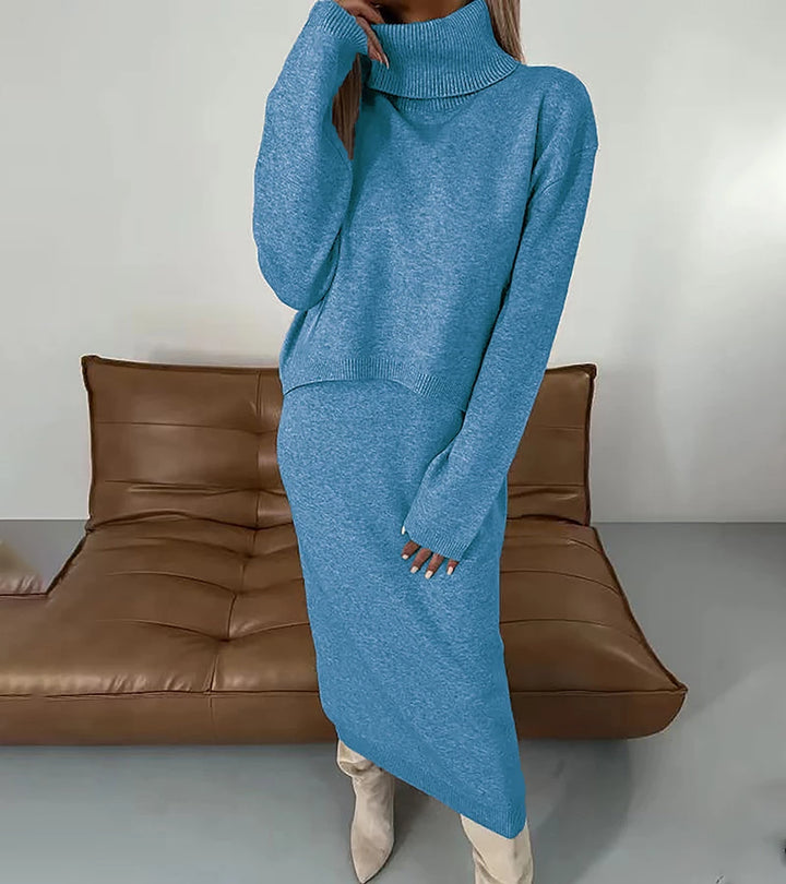 Camille | Completo Abito Midi e Maglione a Collo Alto