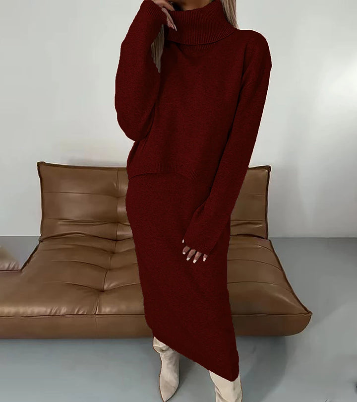 Camille | Completo Abito Midi e Maglione a Collo Alto