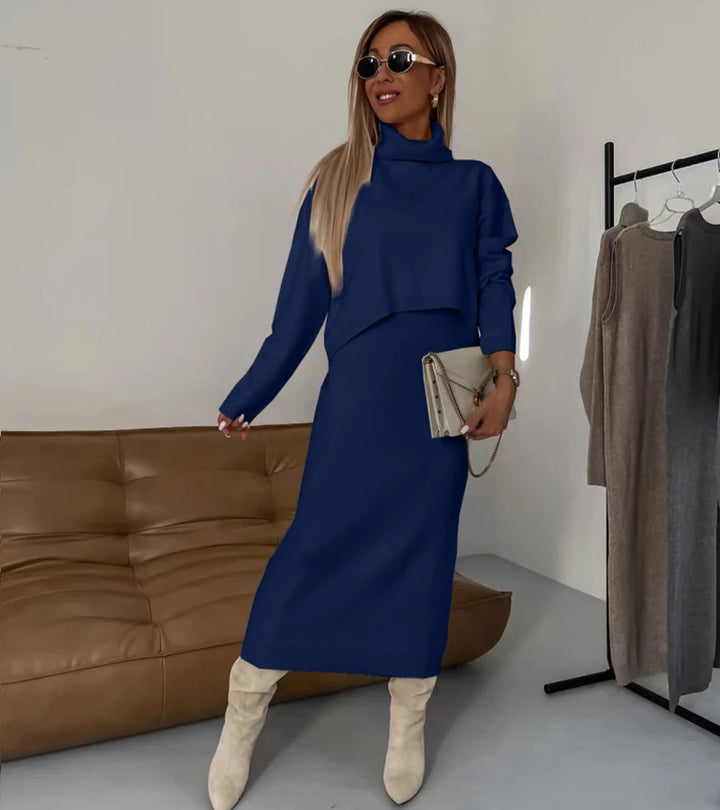 Camille | Completo Abito Midi e Maglione a Collo Alto