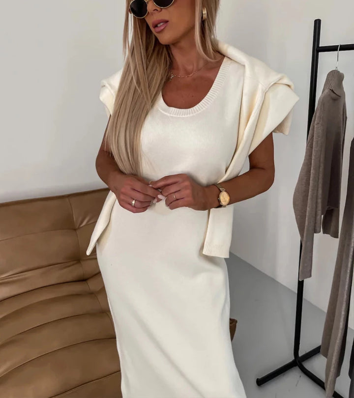 Camille | Completo Abito Midi e Maglione a Collo Alto