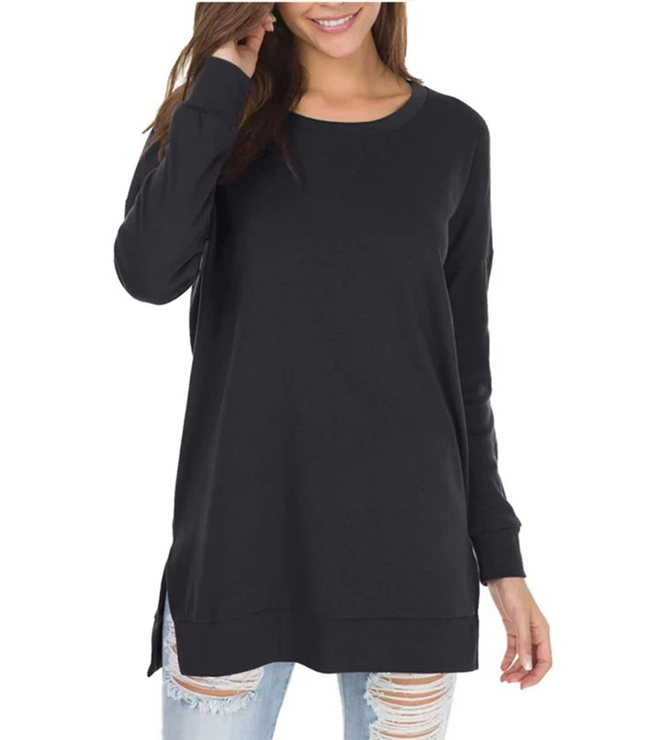 Elida | Top casual semplice con collo rotondo