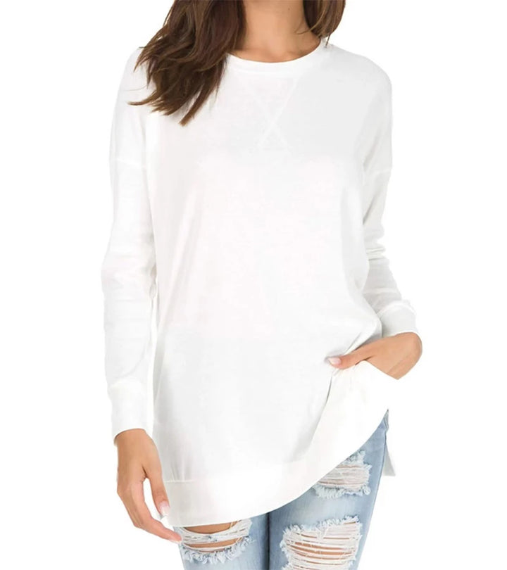 Elida | Top casual semplice con collo rotondo