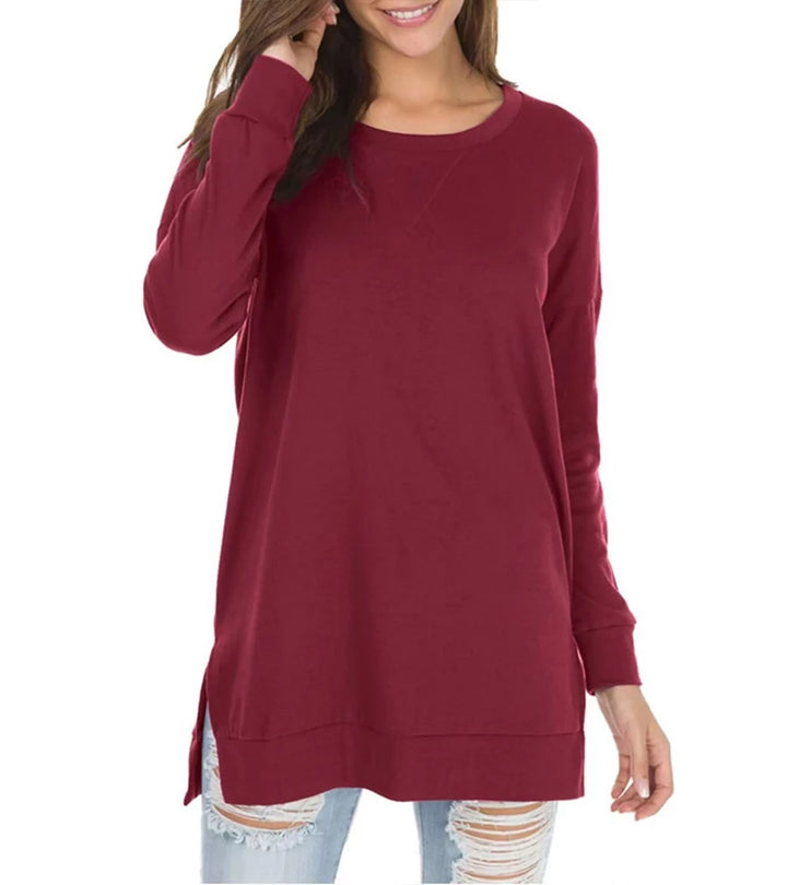 Elida | Top casual semplice con collo rotondo