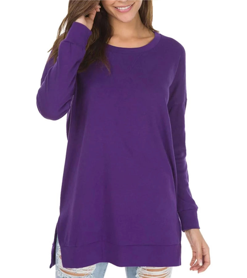 Elida | Top casual semplice con collo rotondo