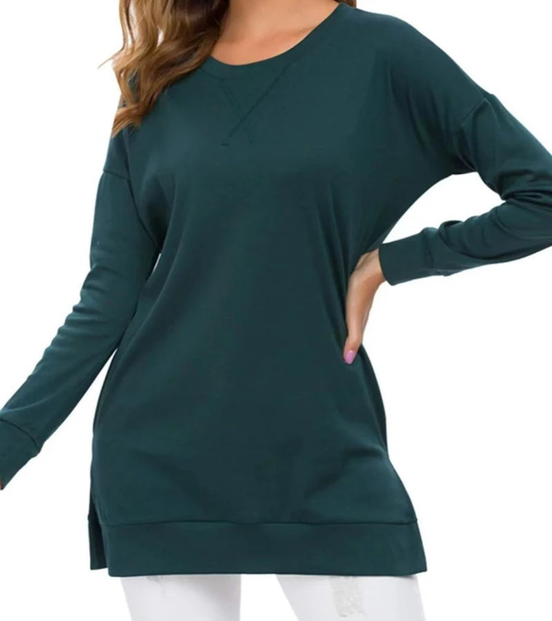 Elida | Top casual semplice con collo rotondo