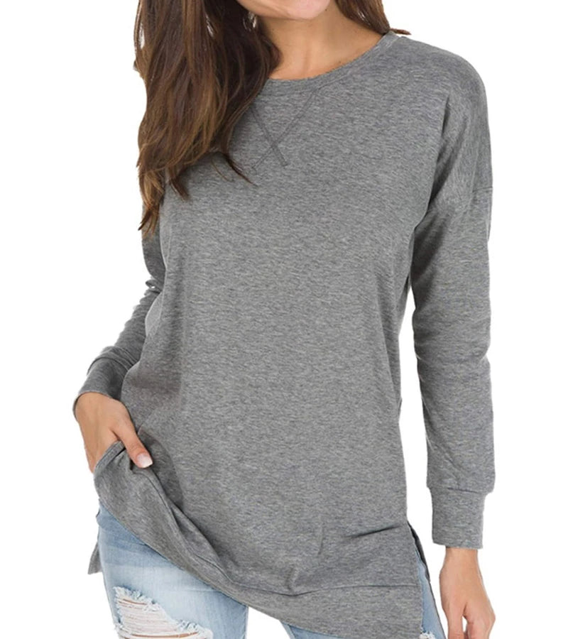 Elida | Top casual semplice con collo rotondo