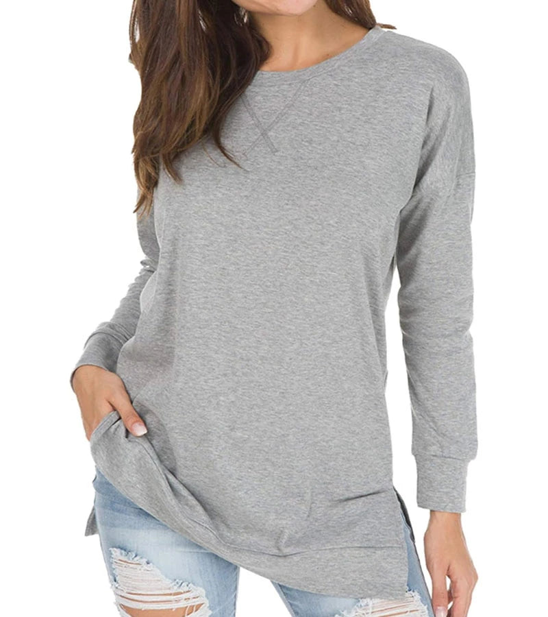 Elida | Top casual semplice con collo rotondo